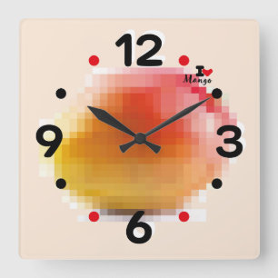 LOVE PIXEL FRUIT BY MASANSER MANGO SQUARE WALL CLOCK