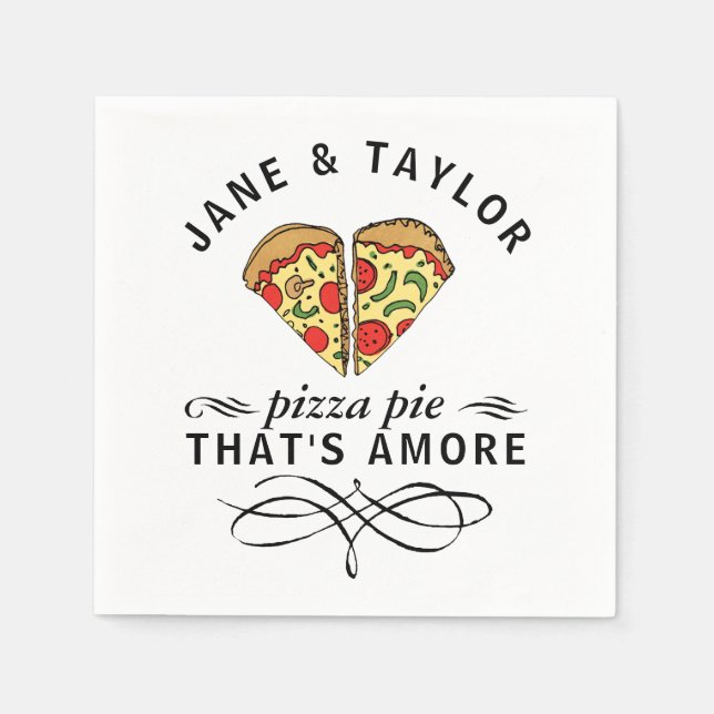 Love Pizza Add Names Napkin (Front)