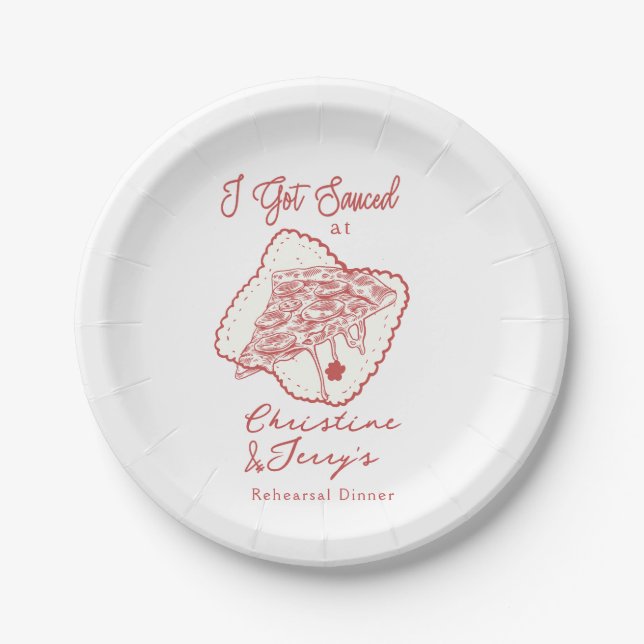 Love & Pizza |  Casual Rehearsal Dinner Paper Plate (Front)