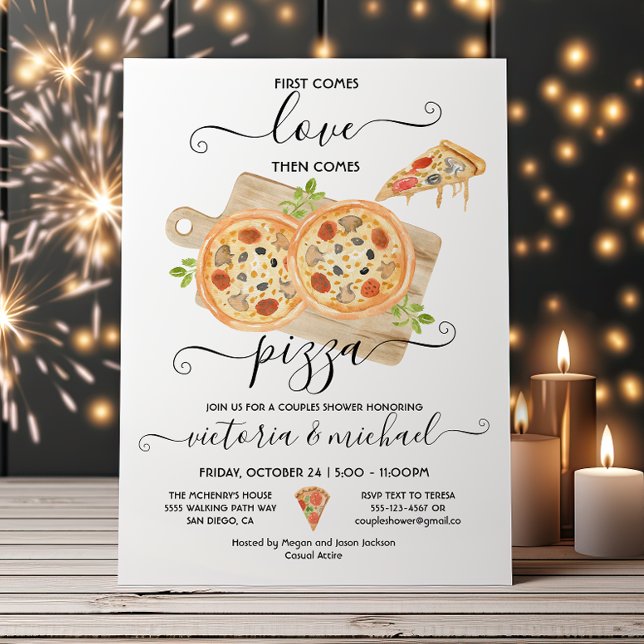 Love & Pizza Couples Shower Invitation (Creator Uploaded)