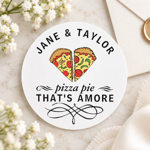 Love Pizza Pie That's Amore Wedding Classic Round Sticker