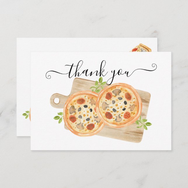Love & Pizza Thank You Note Invitation (Front/Back)
