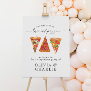 Love & Pizza Welcome Wedding Poster