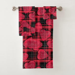 Love plaid bath towel set
