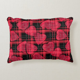 Love plaid decorative cushion