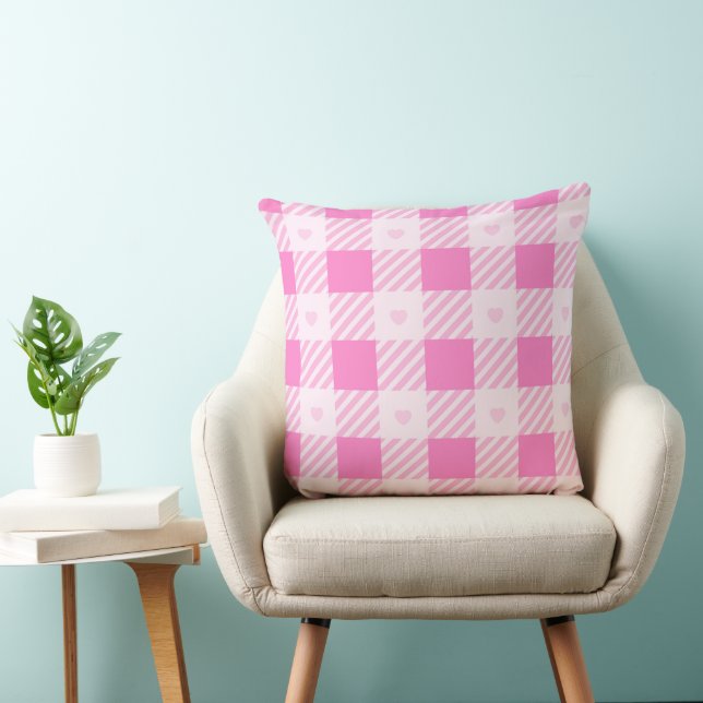 Love Plaid Modern Pink Collection Cushion (Chair)