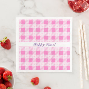 Love Plaid Modern Pink Collection Napkin