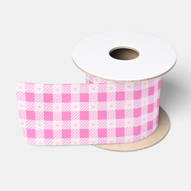 Love Plaid Modern Pink Collection Satin Ribbon (Spool)
