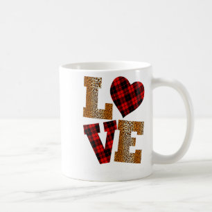 Love Plaid Red Leopard Kindergarten Teacher Valent Coffee Mug
