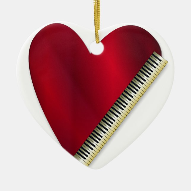 Love Playing Piano Ceramic Tree Decoration (Front)