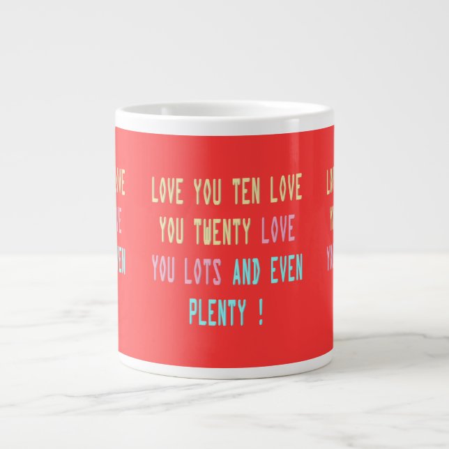 Love pledge poem back colour red with words large coffee mug (Front)