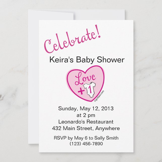 Love Plus One Baby Shower Invitation (Front)