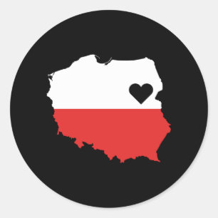 Love Poland Gift Polish Pride Heart Classic Round Sticker