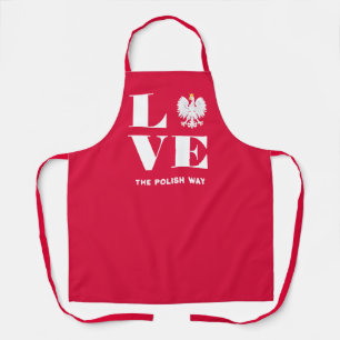 Love Poland Polish Polska White Eagle Custom Text Apron