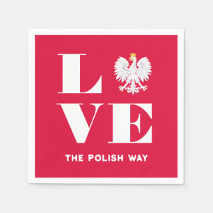 Love Poland Polish Polska White Eagle Custom Text Napkin