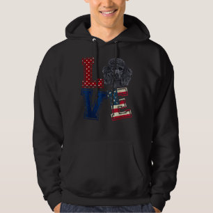 Love Poodle Face American Flag Patriotic 4th Of Ju Hoodie