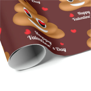 Love poop emoji Valentine's day wrapping paper