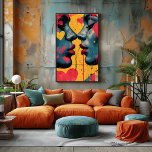 Love Pop Art: Faces In Love Photo Print<br><div class="desc">This impressive pop art design shows two faces in a passionate kiss surrounded by vibrant hearts. With a palette of bold colors and expressive details, this piece captures the intensity of modern love. Perfect for contemporary art lovers, this poster will add a touch of romance and creative energy to any...</div>