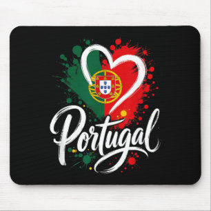 Love Portugal Vacation Travel Heart Flag Souvenir Mouse Pad