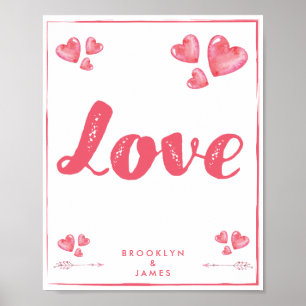 Love Poster With Hearts Personalised Matte 8x10