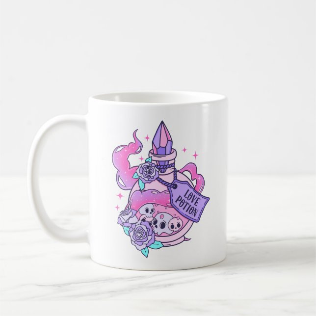 Love Potion Cute Pink Halloween Potion Bottle Coffee Mug (Left)