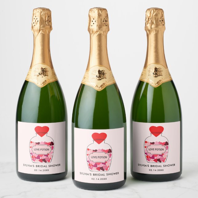 Love Potion Happy Valentine's Day Personalised Sparkling Wine Label (Bottles)