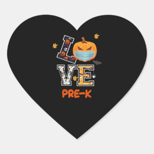 Love Pre-K Teachers School Halloween 2020 Funny Heart Sticker