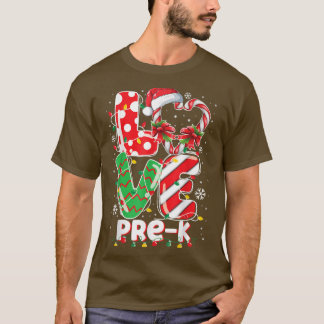 Love PreK Teacher Christmas Funny Candy Cane Xmas T-Shirt