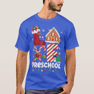Love Preschool Teacher Christmas Candy Cane Funny T-Shirt
