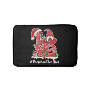 Love Preschool Teacher Gnome Christmas Pyjamas Bath Mat