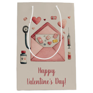 Love Prescription Valentine Design Postcard Medium Gift Bag