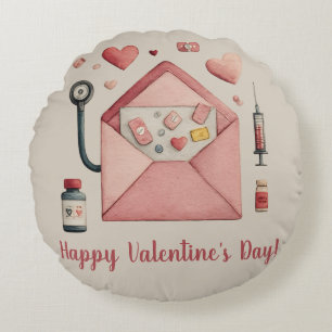 Love Prescription Valentine Design Postcard Round Cushion