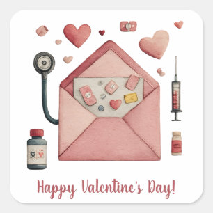 Love Prescription Valentine Design Postcard Square Sticker