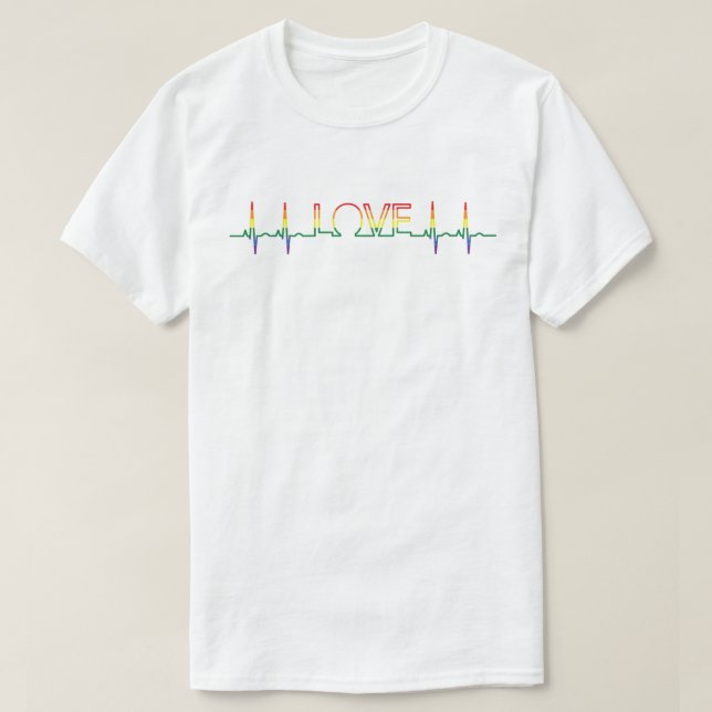 LOVE Pride Flag EKG T-Shirt (Design Front)