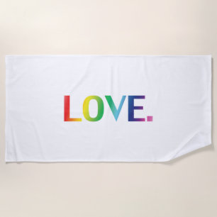 Love, pride lgbt lgbtq gay queer rainbow colours beach towel