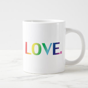 Love, pride lgbt lgbtq gay queer rainbow colours large coffee mug
