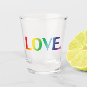 Love, pride lgbt lgbtq gay queer rainbow colours shot glass