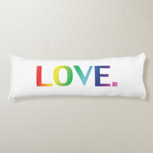 Love, pride lgbt lgbtq rainbow colours white body cushion