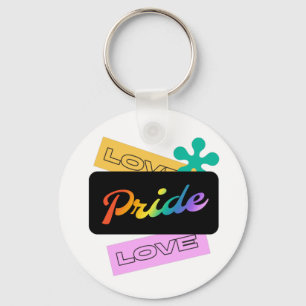 Love pride love. LGBT+pride. Rainbow Key Ring