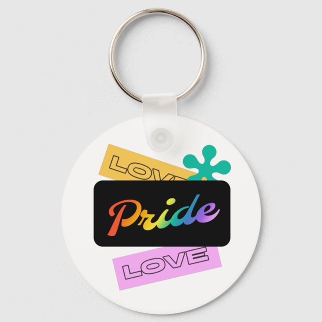Love pride love. LGBT+pride. Rainbow   Key Ring (Front)