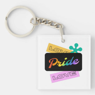 Love pride love. LGBT+pride. Rainbow Keychain
