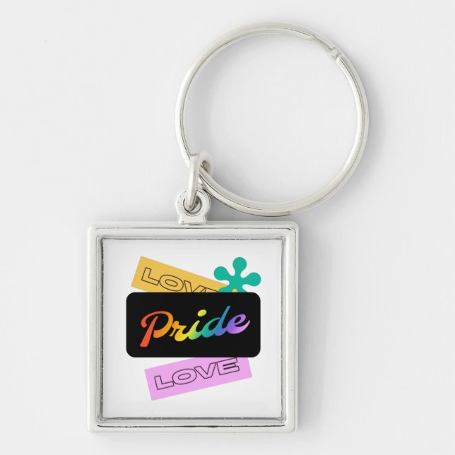 Love pride love. LGBT+pride. Rainbow   Keychain (Front)