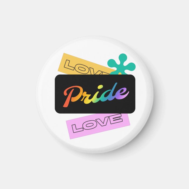 Love pride love. LGBT+pride. Rainbow Magnet (Front)