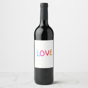Love pride rainbow watercolor LGBTQ June modern Wine Label