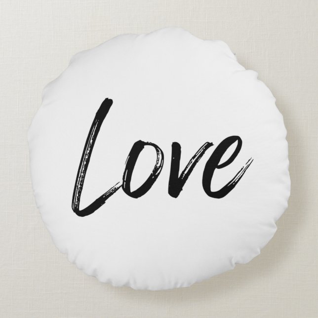 Love Print Round Throw Pillow (Back)