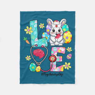 Love psych nurse life bunny stethoscope easter  fleece blanket