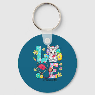 Love psych nurse life bunny stethoscope easter key ring