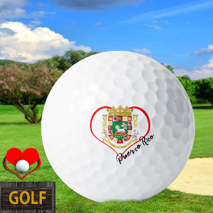 Love Puerto Rico Golf Balls, PR flag, Heart Golf Balls