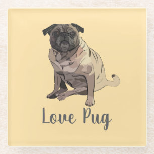 Love Pug Glass Coaster