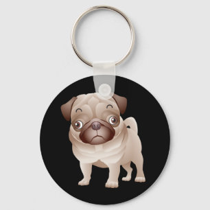Love Pug Puppy Dog Black Keychain